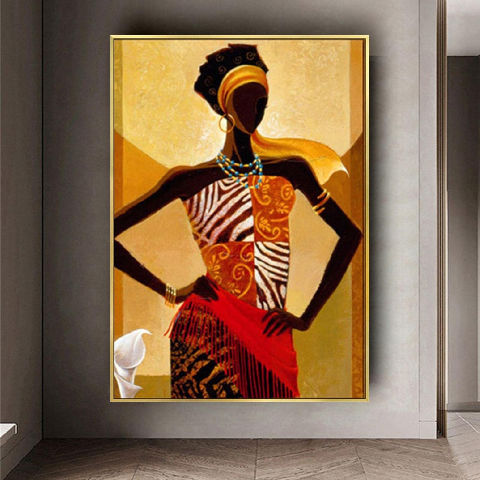 Amazon.co.jp: アフリカンアートキャンバス絵画、アフリカ黒人女性